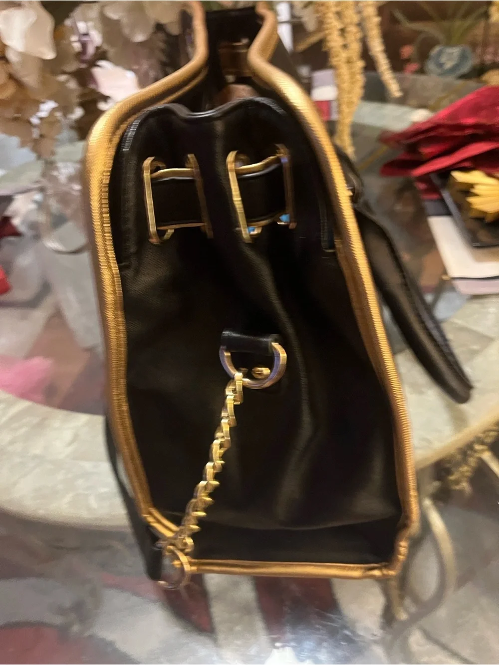 🤩🤩Michael Kors Black Satchel with Gold Trim and Lock